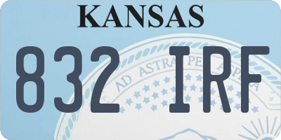 KS license plate 832IRF