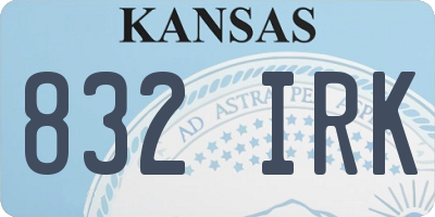 KS license plate 832IRK