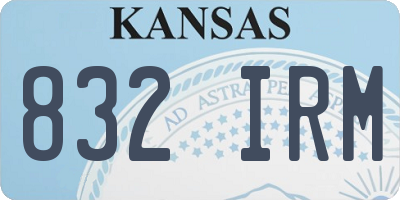 KS license plate 832IRM