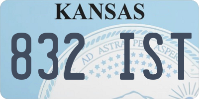 KS license plate 832IST