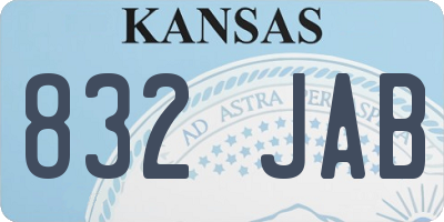 KS license plate 832JAB