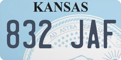 KS license plate 832JAF