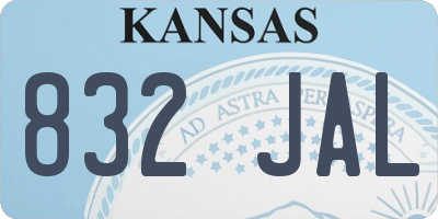 KS license plate 832JAL