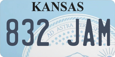 KS license plate 832JAM