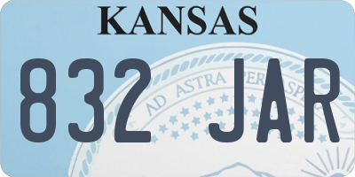 KS license plate 832JAR
