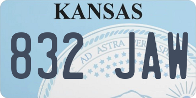 KS license plate 832JAW