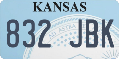 KS license plate 832JBK