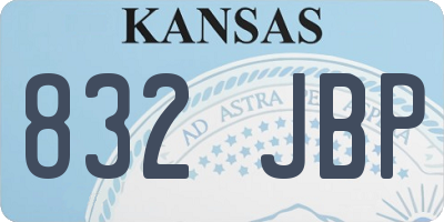 KS license plate 832JBP