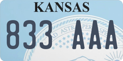 KS license plate 833AAA