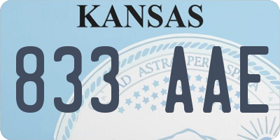 KS license plate 833AAE