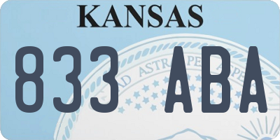 KS license plate 833ABA