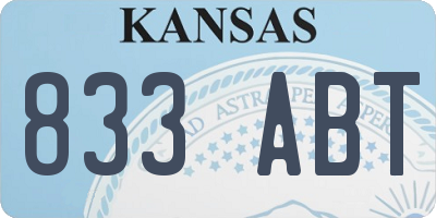 KS license plate 833ABT