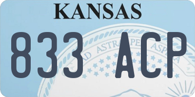 KS license plate 833ACP