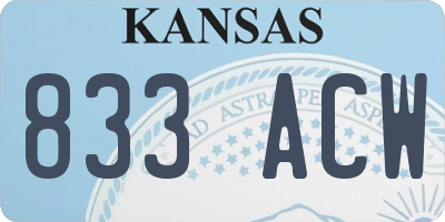 KS license plate 833ACW