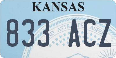 KS license plate 833ACZ