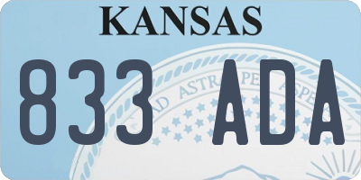 KS license plate 833ADA