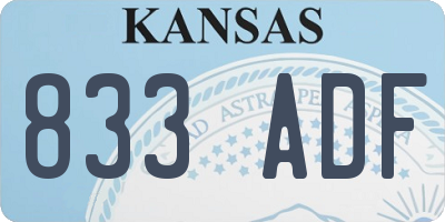 KS license plate 833ADF