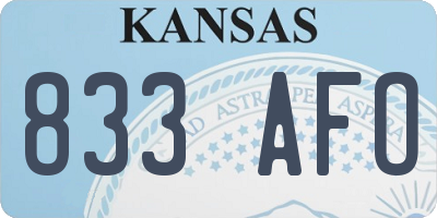 KS license plate 833AFO