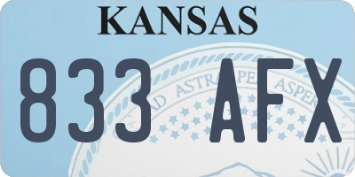 KS license plate 833AFX