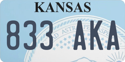 KS license plate 833AKA