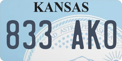 KS license plate 833AKO