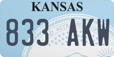 KS license plate 833AKW