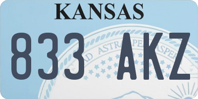 KS license plate 833AKZ