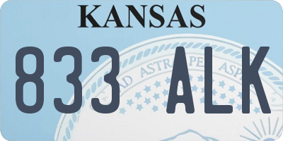 KS license plate 833ALK