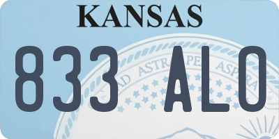 KS license plate 833ALO