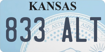 KS license plate 833ALT