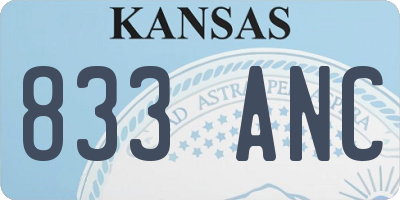 KS license plate 833ANC