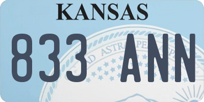 KS license plate 833ANN
