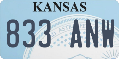 KS license plate 833ANW