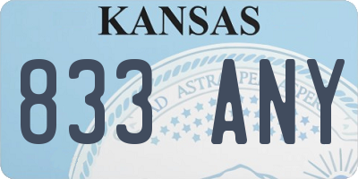KS license plate 833ANY