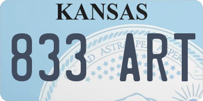 KS license plate 833ART