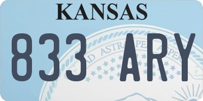 KS license plate 833ARY