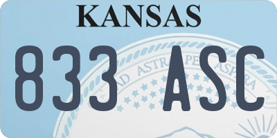 KS license plate 833ASC