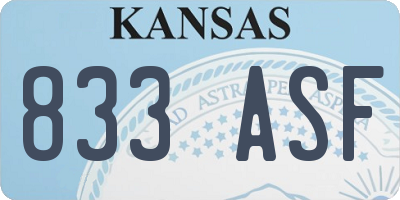 KS license plate 833ASF