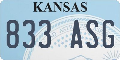 KS license plate 833ASG