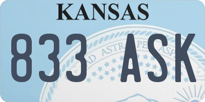 KS license plate 833ASK