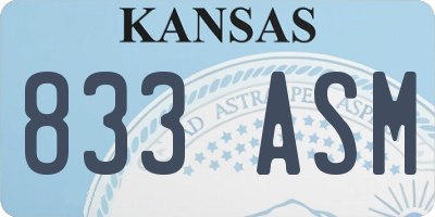 KS license plate 833ASM