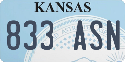 KS license plate 833ASN