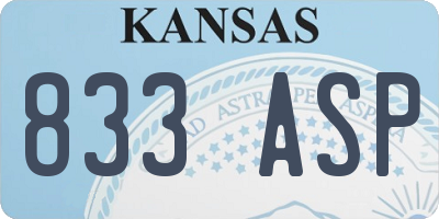 KS license plate 833ASP