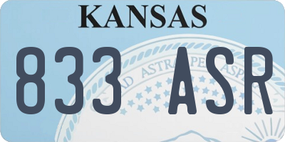 KS license plate 833ASR