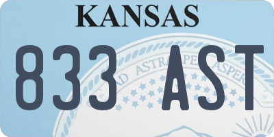 KS license plate 833AST