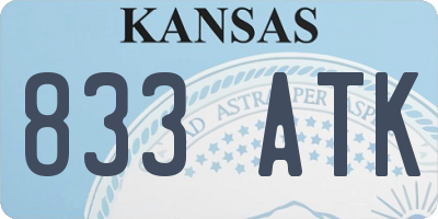 KS license plate 833ATK