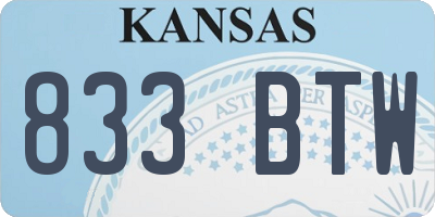 KS license plate 833BTW