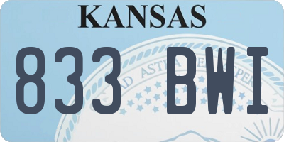 KS license plate 833BWI