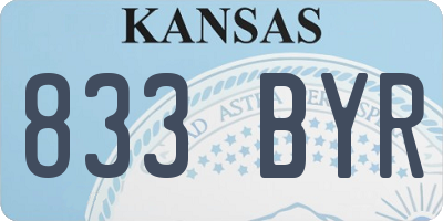 KS license plate 833BYR