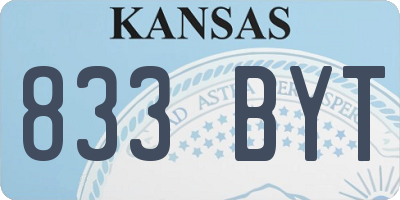 KS license plate 833BYT